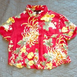 Hawaiian Button-Up Crop Top